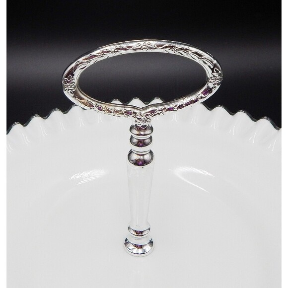 Fenton Silver Crest Milk Glass Tidbit Tray Platter Ruffle Crimped Edge 12 Inch - Picture 5 of 13